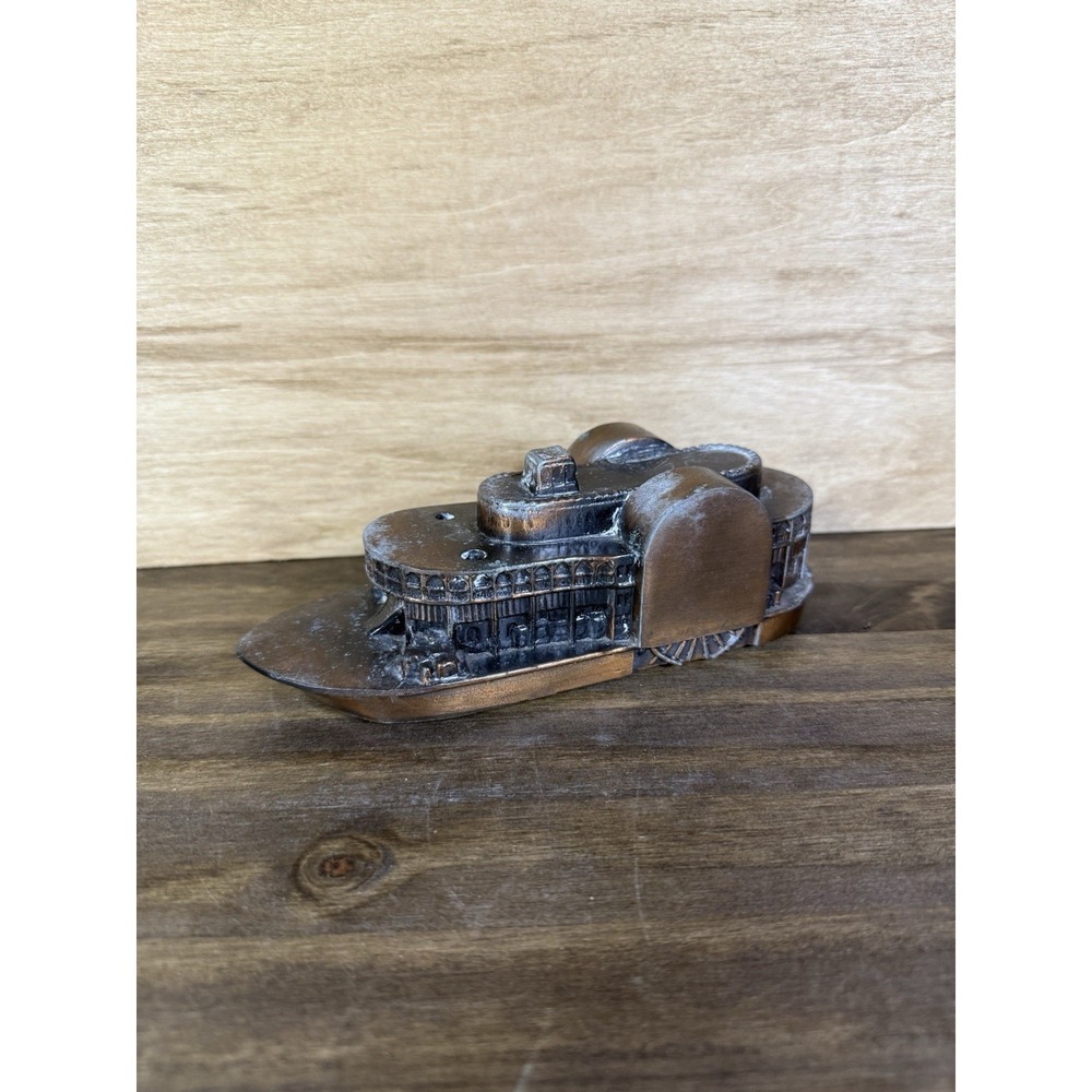 Vintage Banthrico Metal Steamboat Bank Chicago USA Paddlewheel Ship Coin Bank
